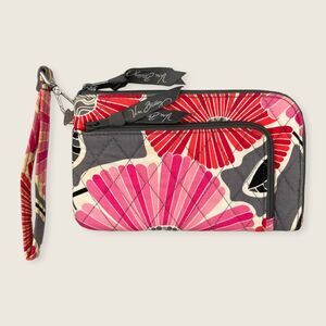 Vera Bradley Zip Zip Wristlet Cheery Blossoms Red Pink Floral Large Zip Wallet
